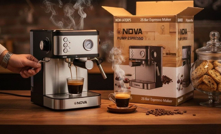 آف ✨ اسپرسوساز NDVAمدل NCM-147 ✨ برند: NDVA اصل پمپ ایتالیایی اصل ❌️147❌️ رنگ: استیل شیک و مقاوم نوع دستگاه: اسپرسوساز دستی 🔥 توان مصرفی: 1250 وات 💨 فشار بخار قدرتمند: 25 بار 💧 ظرفیت مخزن آب: 1.6 لیتر (قابل جدا شدن) ☕ قابل استفاده با پودر قهوه 🥛 مجهز به سیستم کاپوچینوساز و نازل بخار قابل تنظیم ☁️ قابلیت تولید کف شیر حرفهای 🍵 نوشیدنیهای قابل تهیه: اسپرسو | کافه لاته | کاپوچینو | کف شیر ⚙️ سیستم دمآوری بویلر از جنس استیل ضدزنگ 👥 قابلیت آمادهسازی 1 تا 2 فنجان همزمان 🔘 نوع کنترل: دکمهای و چرخشی 📊 دارای عقربه فشارسنج قیمت آف ۲۴ ساعته:7200 ثبت سفارش سریع
